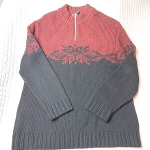 Noble by Nils 1950 Men's Wool Sweater XL Half Zip Nordic Pattern